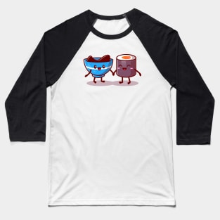 Cute Sushi And Shoyu Sauce Couple Cartoon Baseball T-Shirt